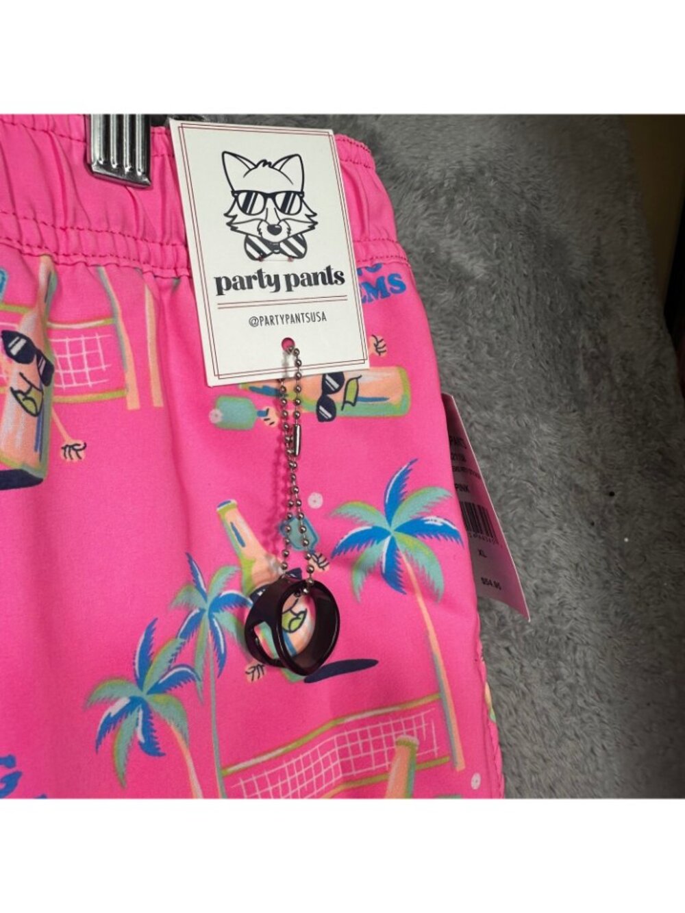 Party Pants Swim Trunks Mens XL Pink Dinking Problems Pickleball Novelty Shorts - Picture 4 of 7